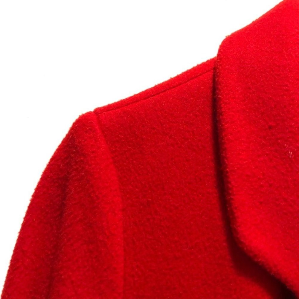 Solid Bright Red Double Breasted Blazer Coat Size… - image 6